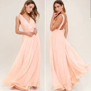 Lulus dance the night away blush pink chiffon maxi dress medium